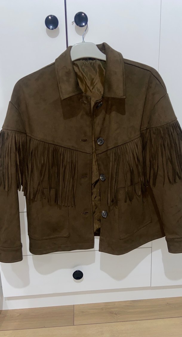 Düğmeli Kahverengi Süet Kadın Ceket - Görsel 2