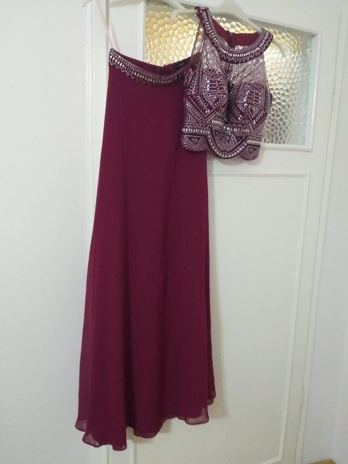 Nakışlı Bohem Uzun Abiye Elbise eteği şifon üstü taş işlemeli - Görsel 3