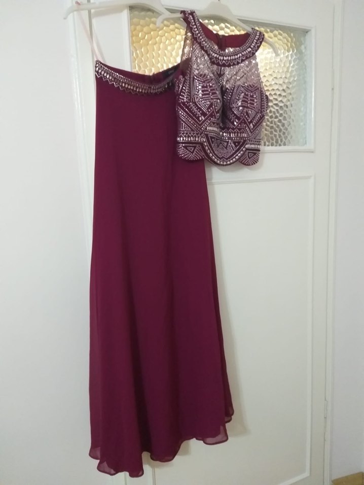 Nakışlı Bohem Uzun Abiye Elbise eteği şifon üstü taş işlemeli - Görsel 4