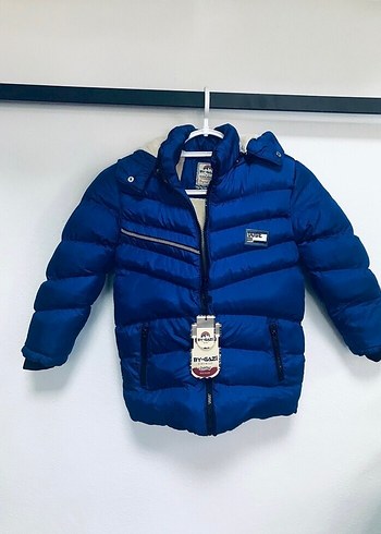 7 Yaş Beden Erkek Çocuk Mavi Kürklü Street Wear Mont