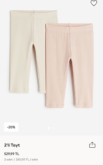 H&M ikili ribanalı 4-6 m bebek tayt