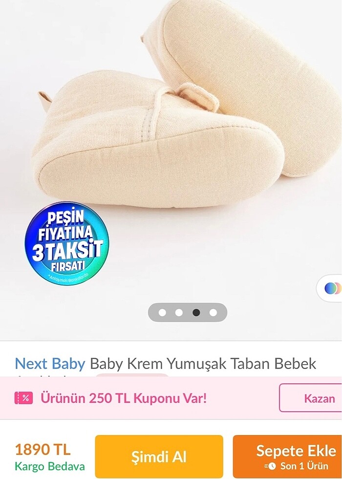 Next baby 6-12 ay bebek panduf 17-18 numara - Görsel 2
