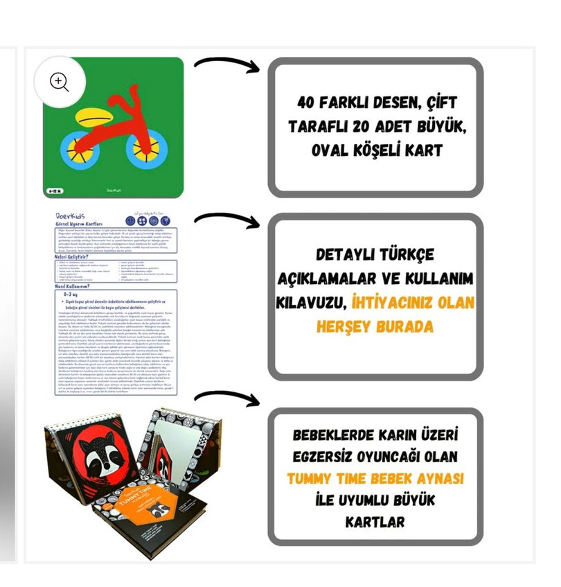 Doerkids Çok Renkli Bebek Görsel Uyarıcı Kartlar - Görsel 3