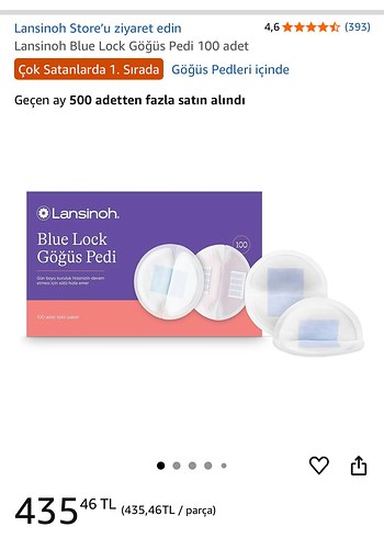Lansinoh Blue Lock Göğüs Pedi 100'lü