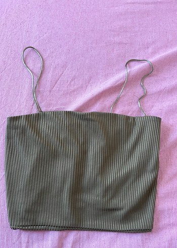 Hali Pilili İnce Askılı Crop Top
