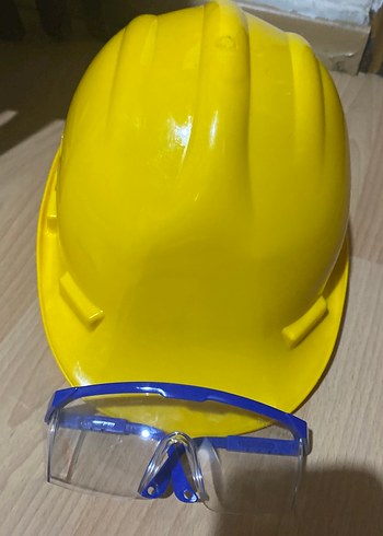 Sarı Plastik baret Kaskı ile  iş gözlüğü - Görsel 12
