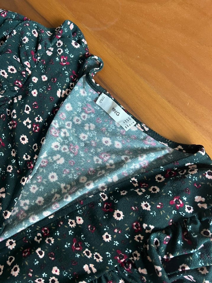 Bohem V Yaka Midi Elbise - Görsel 2