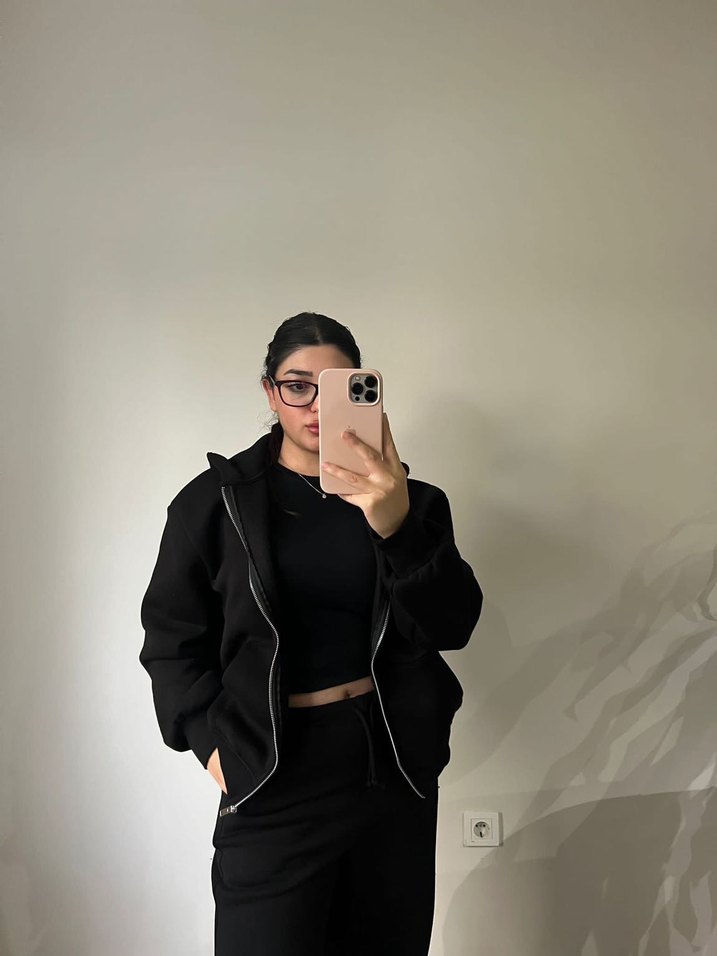 Siyah Kadın Rahat Kesim Eşofman Takımı - Görsel 2