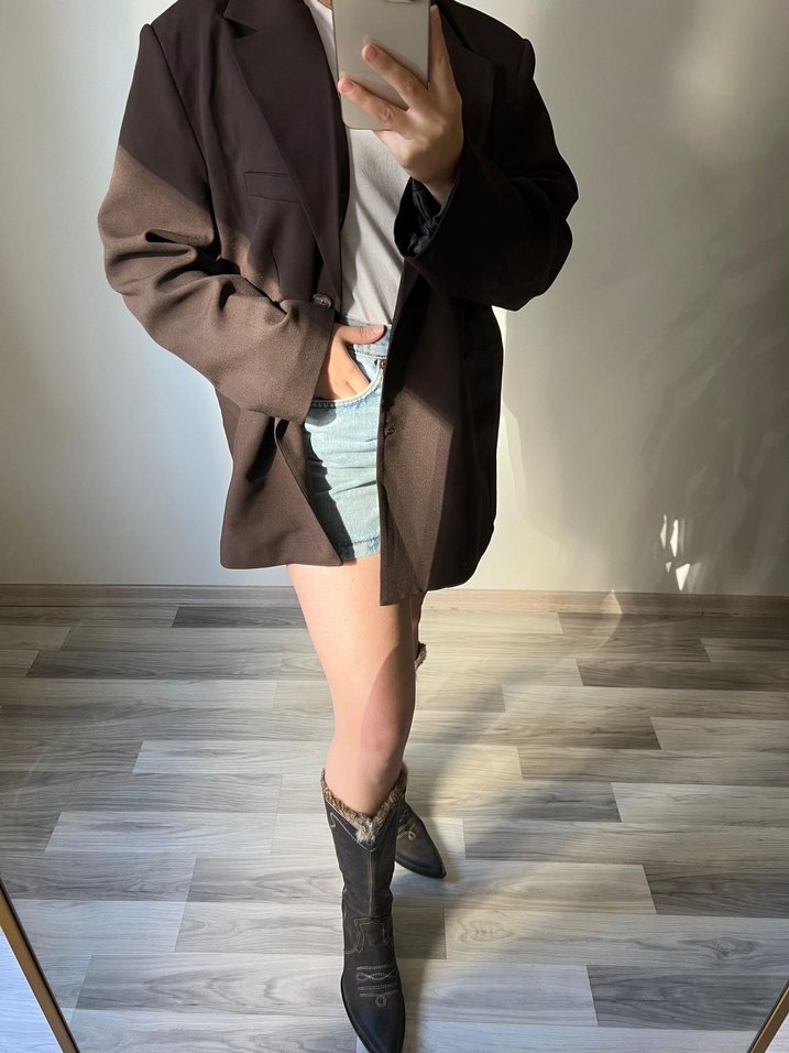 Kahverengi Blazer Ceket - Görsel 3