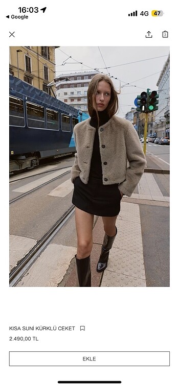 ZARA KISA SUNİ KÜRKLÜ CEKET