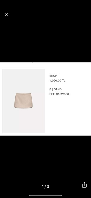 Şortlu etek zara sand kum rengi