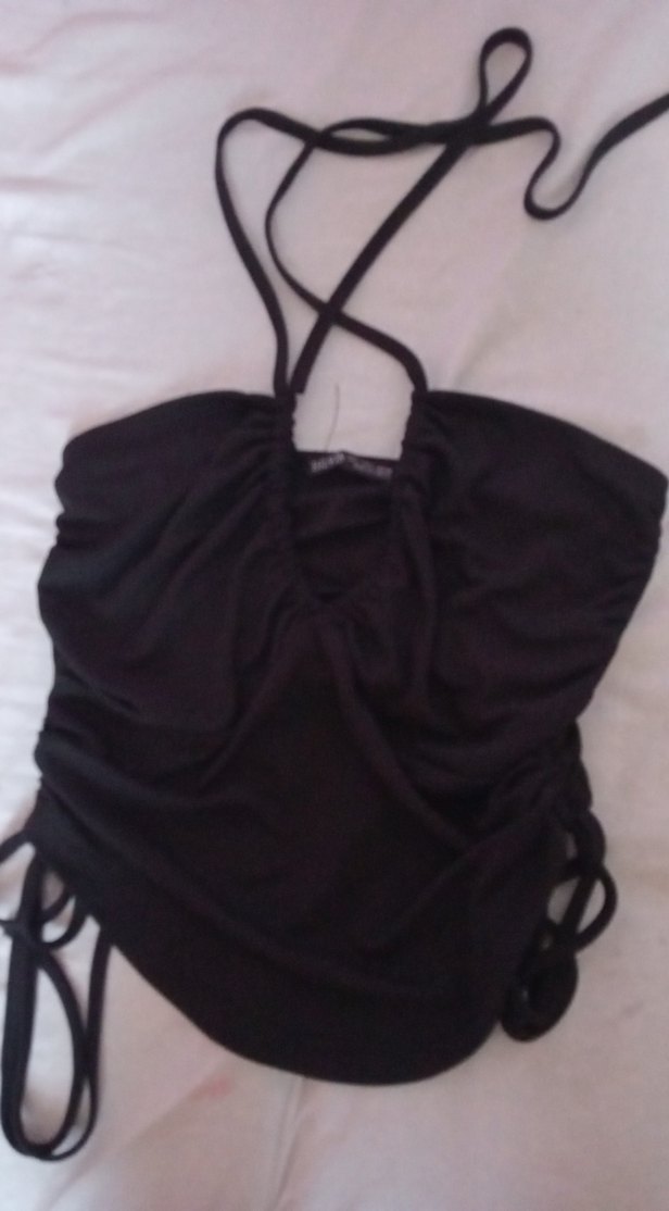 Pembe Drapeli İnce Askili dilvin crop yeşil ve siyahi var - Görsel 4