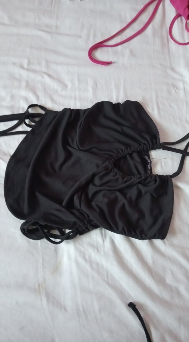 Pembe Drapeli İnce Askili dilvin crop yeşil ve siyahi var - Görsel 5