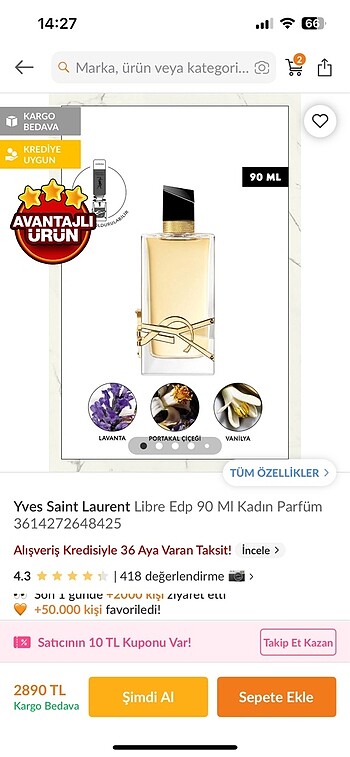Beden Renk YSL LİBRE PARFÜM