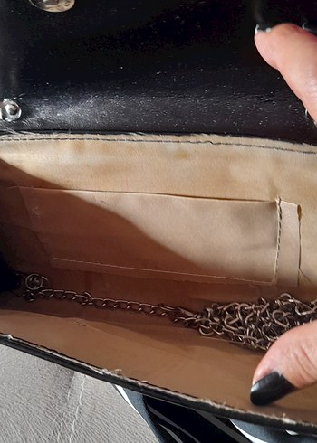 Kadın Siyah Parlak Deri Portföy Çanta - Görsel 4