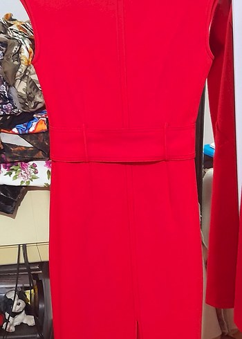 Kırmızı Kemerli Uzun Abiye Elbise - Görsel 4