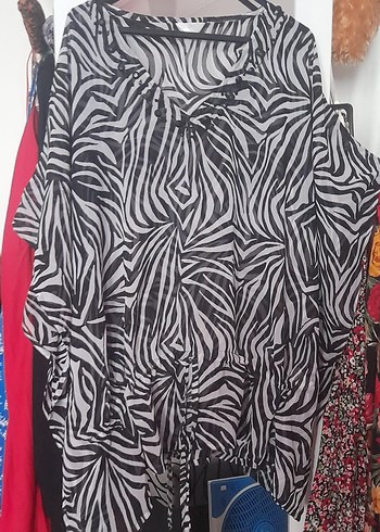 Zebra Desenli Renkli plaj ellbisesi