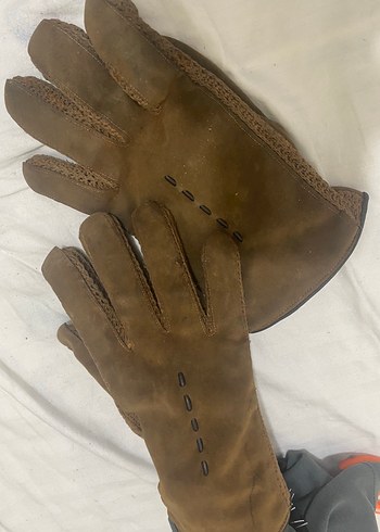 Kahverengi Süet Eldiveni, M (deri) - Görsel 6