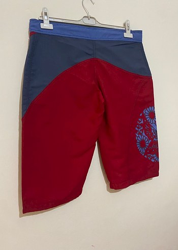 ADAB L Kırmızı,Bağcıklı Retro Desenli deniz Şortu - Görsel 6