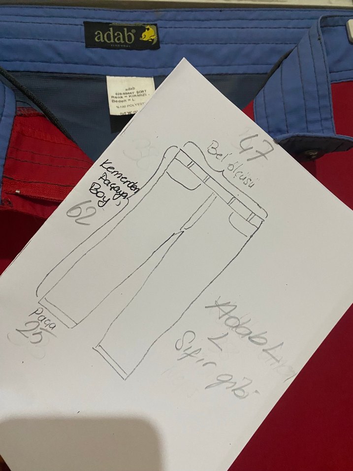 ADAB L Kırmızı,Bağcıklı Retro Desenli deniz Şortu - Görsel 2