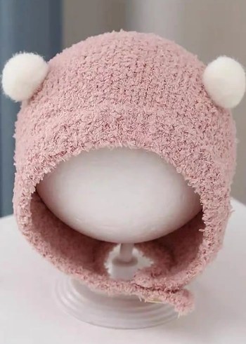 Kapüşonlu Pembe Örgü Bebek Tulumu - Görsel 2