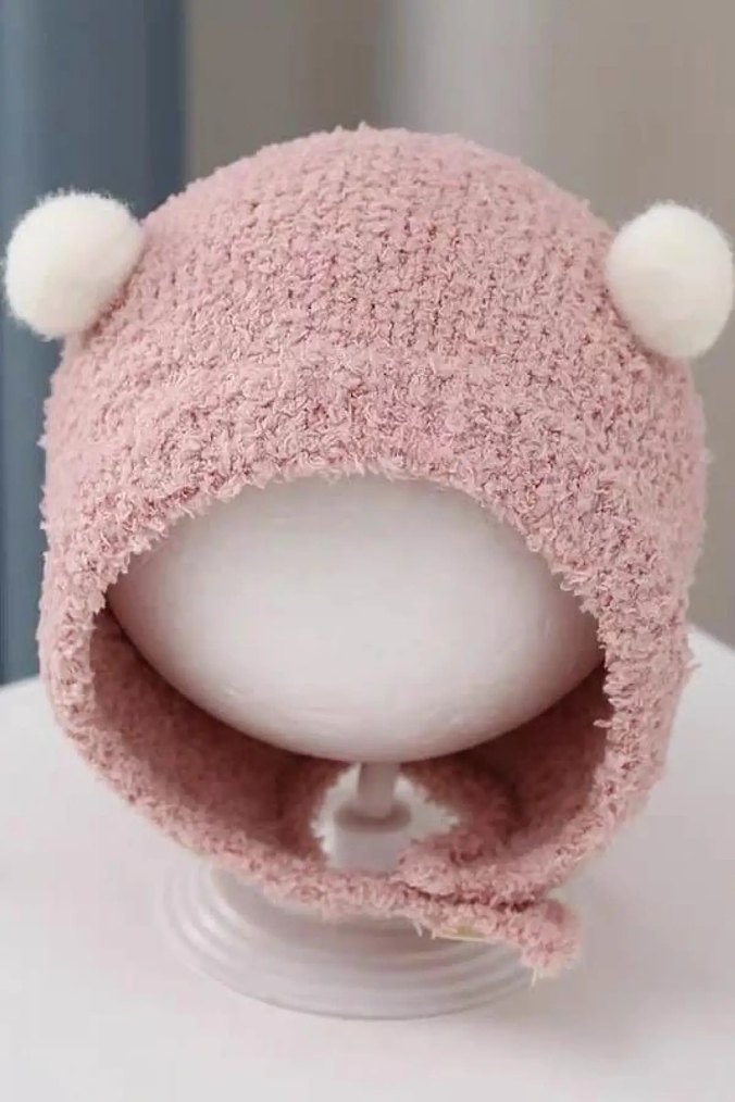 Kapüşonlu Pembe Örgü Bebek Tulumu - Görsel 2