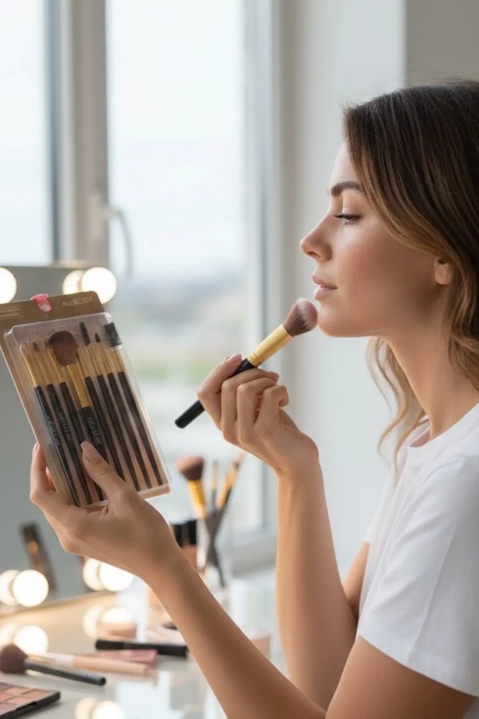 Bej Renkli Makyaj Fırça Seti - Görsel 3