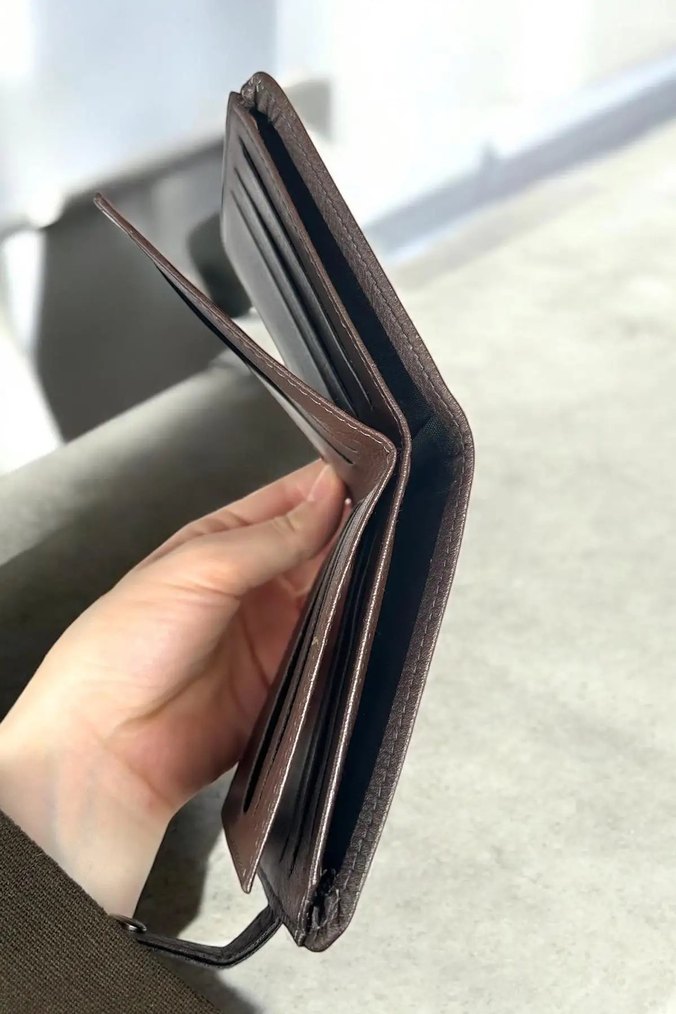Parlak Kahverengi Minimalist Erkek Cüzdanı - Görsel 4