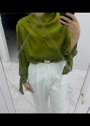 Zara Drapeli Yeşil Kadın Bluz