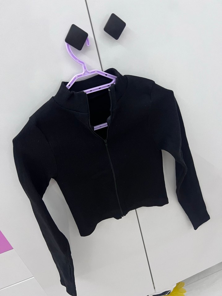 Kız  Siyah Fermuarlı Bolero - Görsel 2