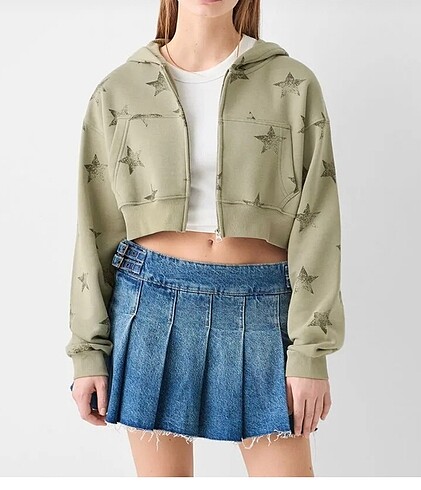 Bershka Bershka baskılı fermuarlı sweatshirt
