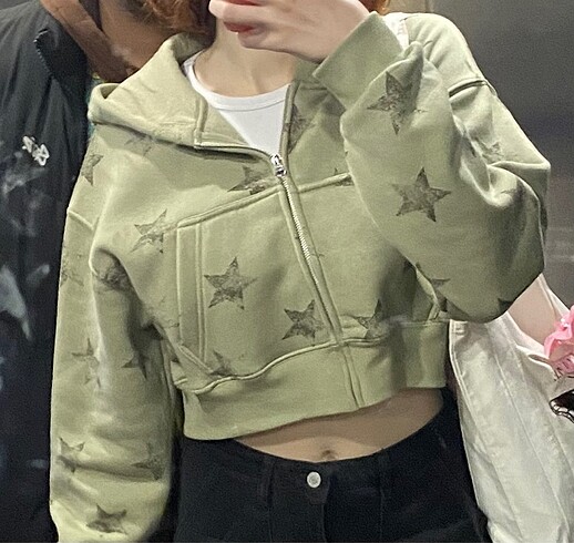 s Beden Bershka baskılı fermuarlı sweatshirt