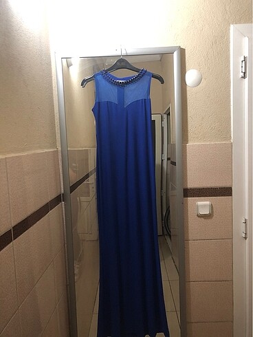 Mavi uzun elbise