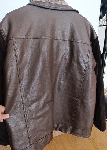 xxl Beden Düğmeli Kahverengi Deri Erkek Ceket