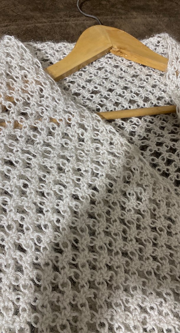 Beyaz şal el emeği örgü - Görsel 2