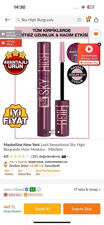 Maybelline Maybelline sky hıgh burgundy maskara