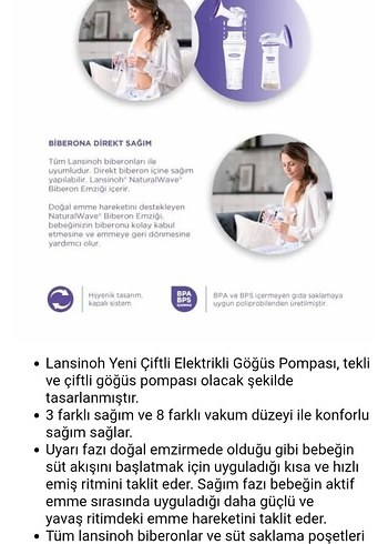 Beden Lansinoh Çift Elektrikli Göğüs Pompası