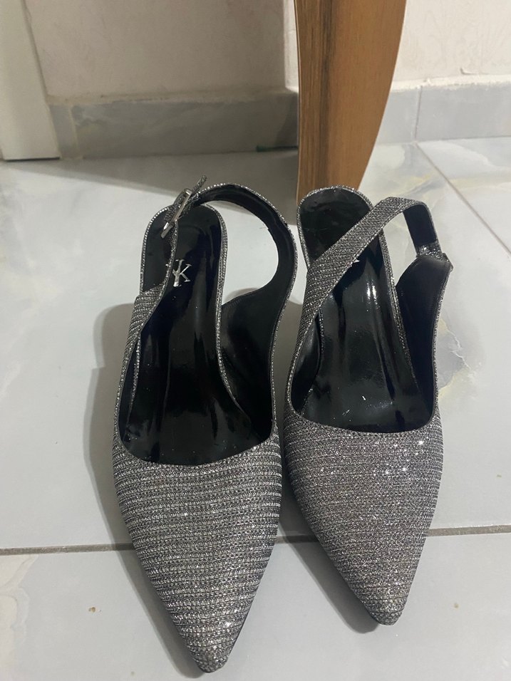 Gri Yılan Desenli Piliseli Stiletto - Görsel 3