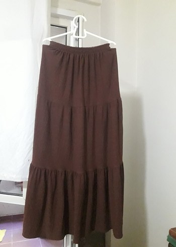 Bohem Tarzda Kahverengi Uzun Etek - Görsel 3