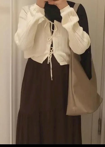 Bohem Tarzda Kahverengi Uzun Etek - Görsel 2