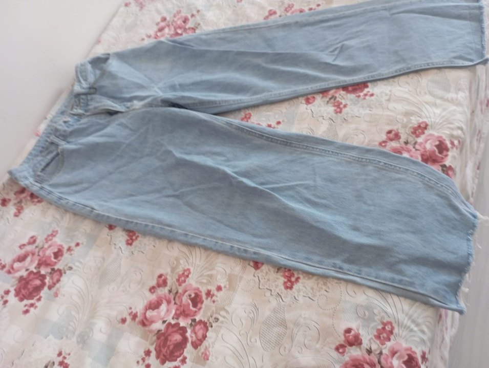 Düğmeli, Gevşek Kesim Mavi Vintage Kadın Kot - Görsel 2