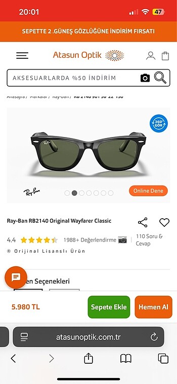 Ray-Ban RB2140 Original Wayfarer Classic