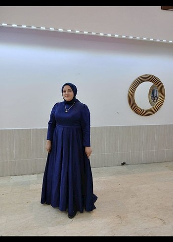 Abiye Lacivert Uzun Kol Drapeli Tesettür Abiye