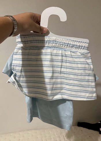 6 Ay Beden mavi Renk Mavi Limon Baskılı Bebek Takımı 3-6 Ay