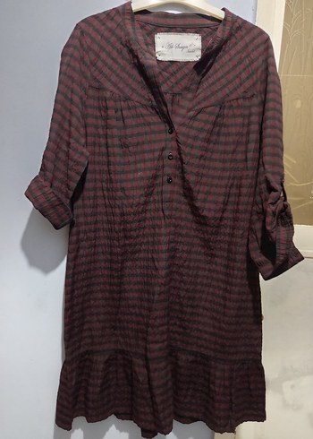 Diğer Bordo Düğmeli Hamile Midi Tunik