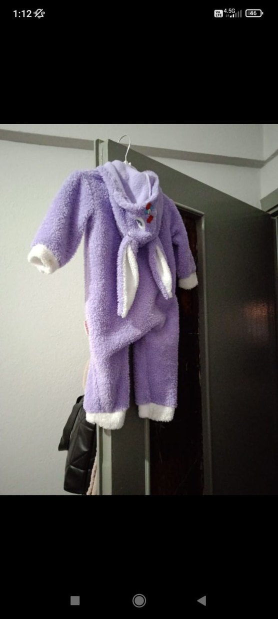 Mor Bebek Kız Peluş Tulum - Görsel 3