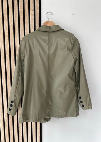 Zara Haki Deri Blazer Ceket