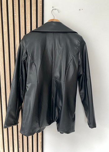 Zara Kruvaze Siyah Deri Blazer Ceket