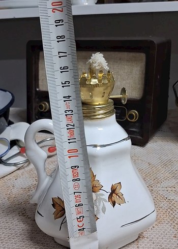 Beden beyaz Renk Çiçek Desenli Beyaz Seramik gaz Lambası