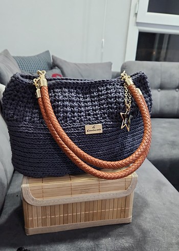 Trendy Bohem füme Örgü Kadın Çanta